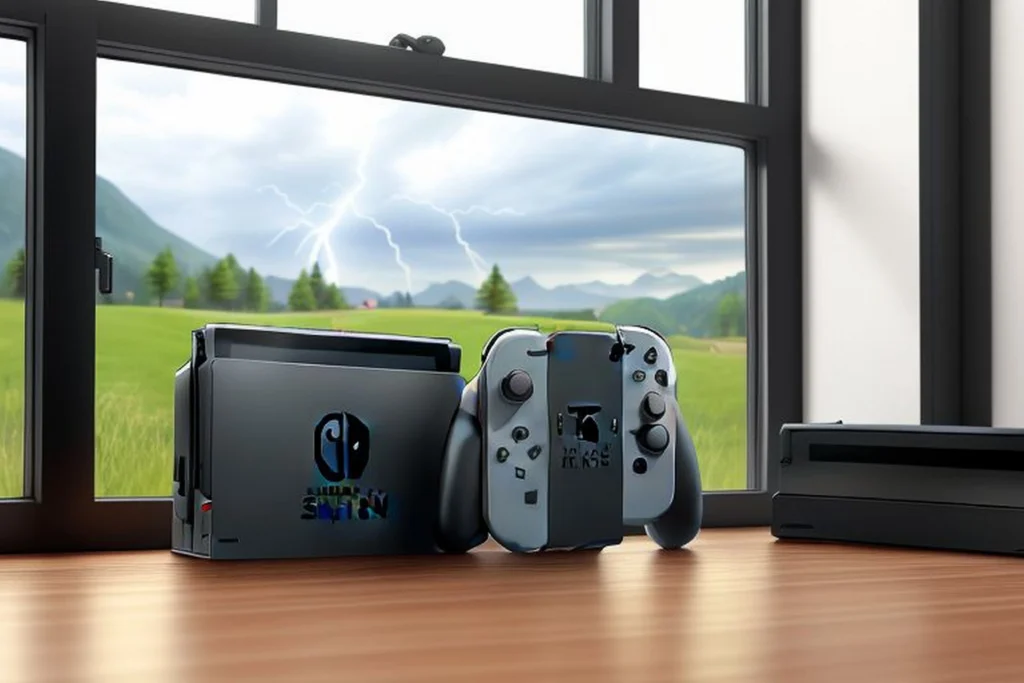 The new Nintendo Switch 2 console displayed with detachable Joy-Con controllers.